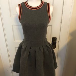 Gray jersey style fit and flare dress